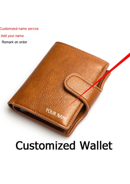 Kahverengi Isim Hizmeti Rfid Hırsızlığa Karşı Özel Isim Cüzdanı Kredi Kartı Tutucu Kılıf Erkek Kadın Hasp Deri Cüzdan Bozuk Para Cüzdanı Para Bölmesi ile (Yurt Dışından) fiyatları