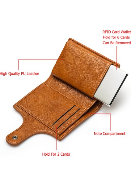 Kahverengi Isim Hizmeti Rfid Hırsızlığa Karşı Özel Isim Cüzdanı Kredi Kartı Tutucu Kılıf Erkek Kadın Hasp Deri Cüzdan Bozuk Para Cüzdanı Para Bölmesi ile (Yurt Dışından) fırsatları