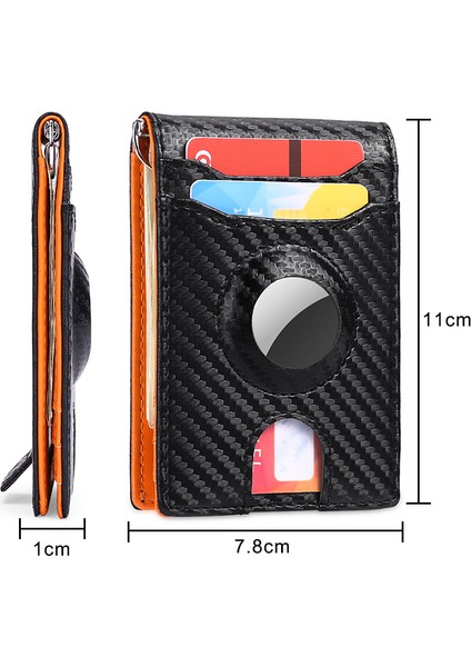 Siyah (Isim Hizmeti) Karbon Elyaf Rfid Erkek Cüzdan Hava Etiketi Kart Tutucu Lüks Küçük Kısa Ince Ince Cüzdan Hava Etiketi Bozuk Para Cüzdanı Vallet Fatura Katlama Cüzdanı (Yurt Dışından)