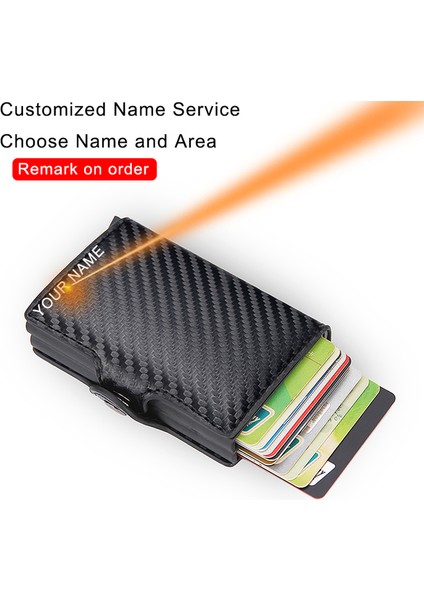 Karbon (Isim Hizmeti) Dıenqı Erkekler Için En Kaliteli Cüzdanlar Kısa Rfid Kart Cüzdanı Para Çantası Mini Çanta Erkek Alüminyum Küçük Cüzdan Erkekler Ince Vallet Cüzdan (Yurt Dışından)