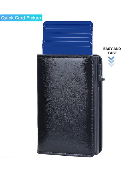 Karbon (Isim Hizmeti) Rfid Kredi Kartı Tutucu Erkek Cüzdan Metal Deri Ince Ince Minimalist Erkekler Için Akıllı Cüzdan Cartera Hombre Cüzdan Çanta Siyah (Yurt Dışından)