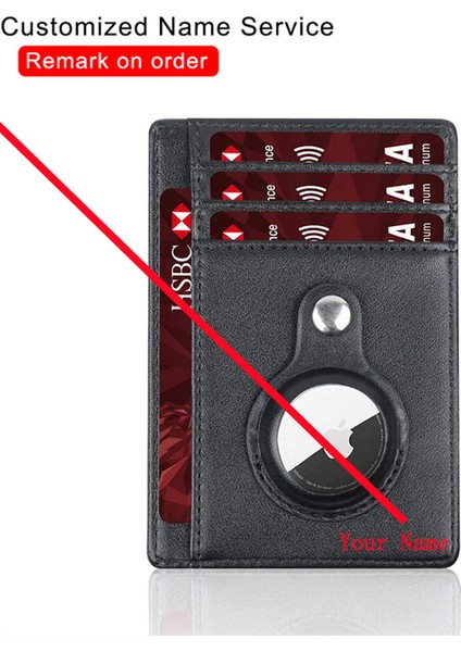 NAME-KB003-BLACK Yeni Özel Isim Airtag Erkek Cüzdan Hakiki Deri Cüzdan Kımlık Kartı Kılıfı Rfid Hırsızlığa Karşı Tokatlamak Kredi Kartı Tutacağı Akıllı Cüzdan (Yurt Dışından)