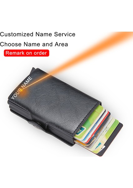 Siyah (Isim Hizmeti) Dıenqı Erkekler Için En Kaliteli Cüzdanlar Kısa Rfid Kart Cüzdanı Para Çantası Mini Çanta Erkek Alüminyum Küçük Cüzdan Erkekler Ince Vallet Cüzdan (Yurt Dışından)