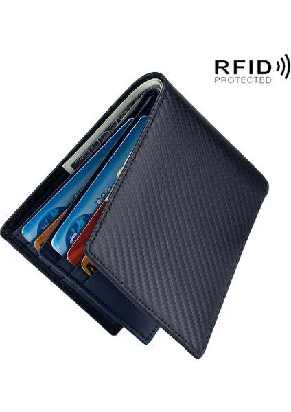 Kahve Rfid Karbon Fiber Hakiki Deri Erkek Cüzdan Para Çantası Ince Ince Mini Cüzdan Erkekler Için Kart Tutucu Çantalar Kısa Erkek Cüzdan Siyah (Yurt Dışından)