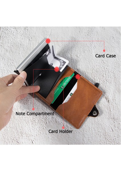 Kahverengi Isim Hizmeti Ince Fermuar Para Cüzdanı Akıllı Para Çantası Rfid Kredi Kartı Tutacağı ile Para Klipleri Erkekler Için Deri Cüzdan (Yurt Dışından)