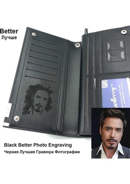 Blackb Fotoğraf Oyma Baellerry Erkek Cüzdan Klasik Uzun Stil Kart Tutucu Erkek Çanta Kaliteli Fermuar Erkekler Için Büyük Kapasiteli Büyük Marka Lüks Cüzdan (Yurt Dışından)