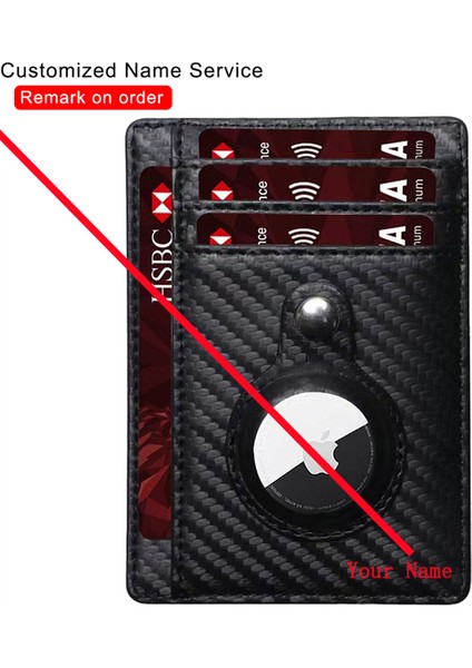 NAME-KB003-CARBON Yeni Özelleştirilmiş Ad Airtag Erkek Cüzdan Hakiki Deri Cüzdan Kımlık Kartı Kılıfı Rfid Hırsızlığa Karşı Tokatlamak Kredi Kartı Tutacağı Akıllı Cüzdan (Yurt Dışından)