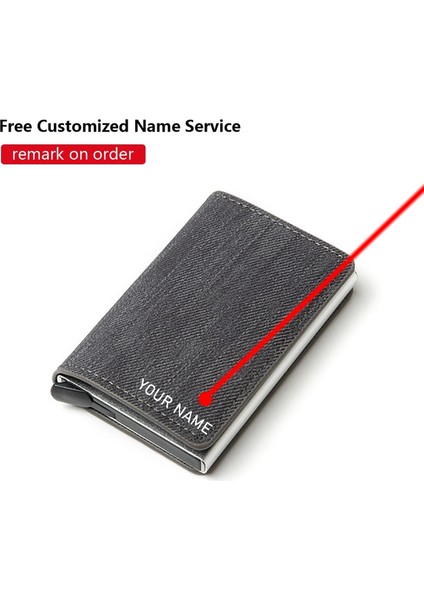 Adı YM003 Gri Iş Denim Tek Kutu Akıllı Cüzdan 2023 Yeni Anti Rfıd Kart Tutucu Erkek Kadın Debriyaj Moda Pop-Up Metal Çanta Kımlık Kartı Kılıfları (Yurt Dışından)