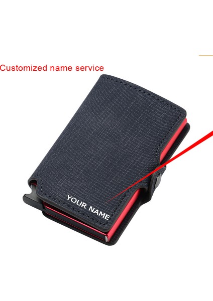 Siyah Ad Ekle Bycobecy Özelleştirilmiş Ad Kadın Kısa Cüzdan Rfid Engelleme Alüminyum Kutu Kasa Kart Sahibinin Erkek Deri Cüzdan Denim Akıllı Cüzdanlar (Yurt Dışından) fiyatları