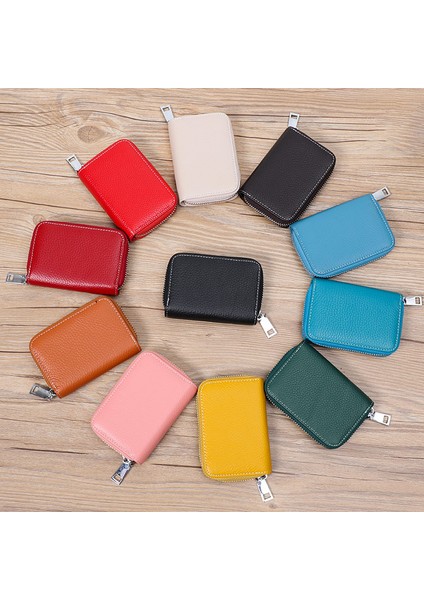 Kahve 100% Doğal Deri Erkek / Kadın Kartlıklı Cüzdan Rfıd Hakiki Deri Unisex Bozuk Para Cüzdanı Hırsızlığa Karşı Kredi Kartı Tutacağı Kahverengi (Yurt Dışından)