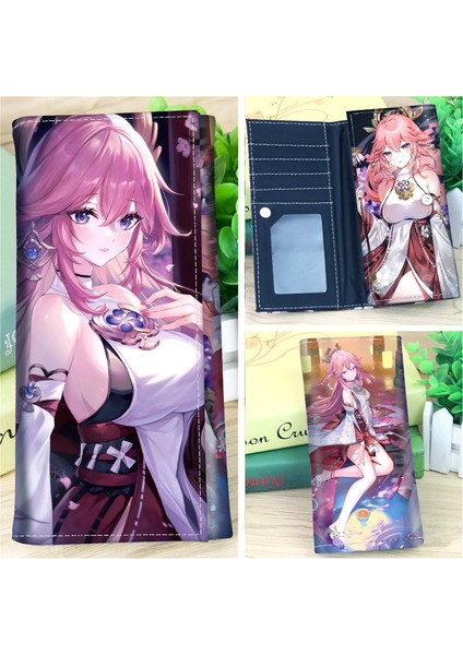 Açık Gri Anime Uzun Cüzdan Genshin Impact Lumine Aether Jean Gunnhildr Pu Deri Çanta Uzun Debriyaj (Yurt Dışından)