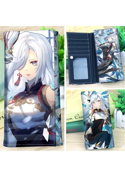 Açık Gri Anime Uzun Cüzdan Genshin Impact Lumine Aether Jean Gunnhildr Pu Deri Çanta Uzun Debriyaj (Yurt Dışından)