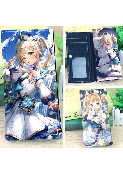Açık Gri Anime Uzun Cüzdan Genshin Impact Lumine Aether Jean Gunnhildr Pu Deri Çanta Uzun Debriyaj (Yurt Dışından)