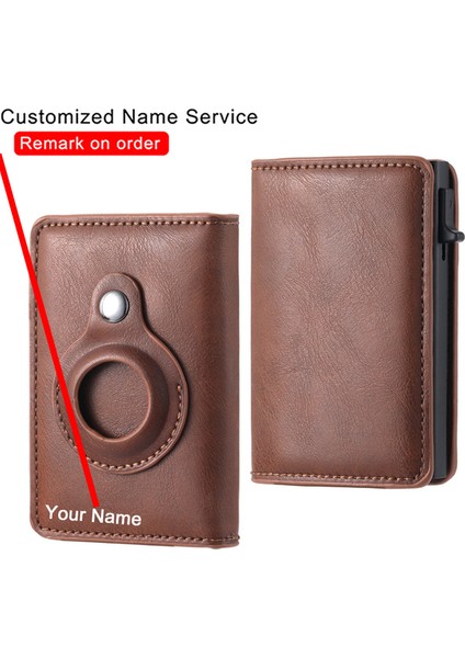 NAME-FY2116-KAHVERENGI Apple Hava Etiketi Cüzdan Erkek Deri Cüzdan Kımlık Kredi Kartı Tutucu Rfid Anti-Hırsız Hava Etiketi Mıknatıs Cüzdan Kart Sahibi Için Özelleştirilmiş Ad (Yurt Dışından)