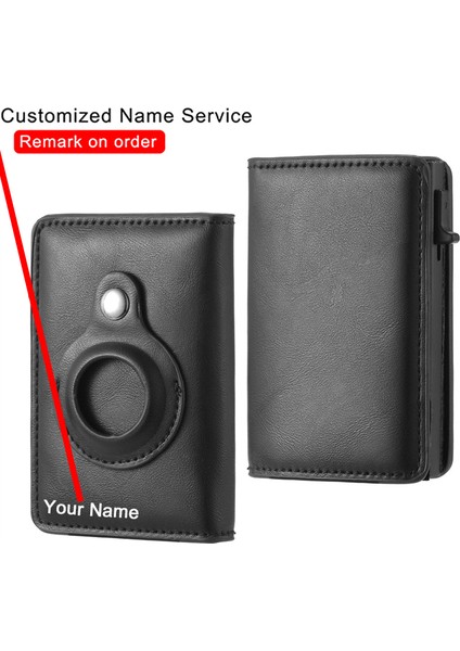 NAME-FY2116-KAHVERENGI Apple Hava Etiketi Cüzdan Erkek Deri Cüzdan Kımlık Kredi Kartı Tutucu Rfid Anti-Hırsız Hava Etiketi Mıknatıs Cüzdan Kart Sahibi Için Özelleştirilmiş Ad (Yurt Dışından)
