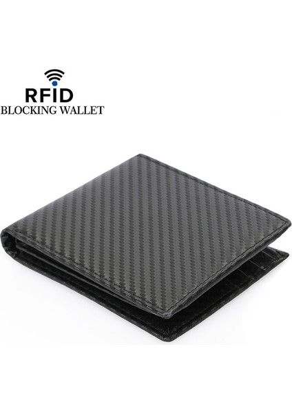 Siyah Büyük Kapasiteli Erkek Cüzdan Karbon Fiber Desen Rfıd Hırsızlığa Karşı Tarama Kısa Bozuk Para Cüzdanı Moda Basit Iş Çantası (Yurt Dışından) modelleri