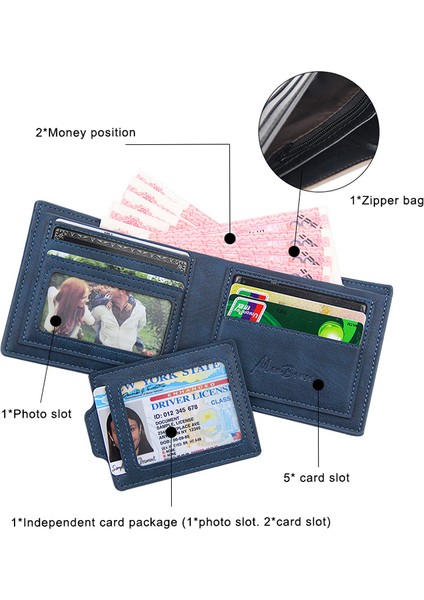 Mavi (Isim Hizmeti) Yüksek Kaliteli Pu Deri Erkek Cüzdan 2021 Kart Tutucu Para Çantaları Ince Ince Erkek Kısa Çanta Küçük Magsafe Cüzdan Mini Porte Carte (Yurt Dışından)