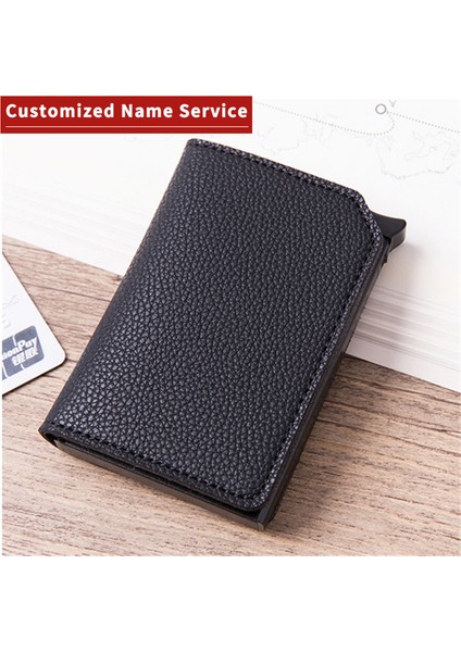 Name-Crazy Black Bycobecy Özel Isimli Cüzdan Hırsızlığa Karşı Kart Tutacağı Çoklu Akıllı Cüzdan Rfıd Pop-Up Clutch Çoklu Erkek Learther Cüzdan Kart Kılıfı (Yurt Dışından)