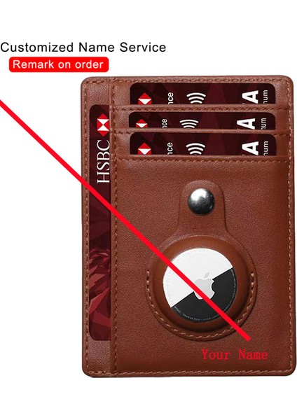 NAME-KB003-SARI Yeni Özelleştirilmiş Ad Airtag Erkek Cüzdan Hakiki Deri Cüzdan Kımlık Kartı Kılıfı Rfid Hırsızlığa Karşı Tokatlamak Kredi Kartı Tutacağı Akıllı Cüzdan (Yurt Dışından)
