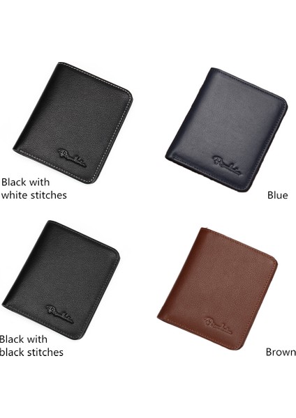 Kahve Bıson Denım Siyah Çanta Erkekler Için Hakiki Deri Erkek Cüzdan Ince Erkek Cüzdan Kart Tutucu Cowskin Yumuşak Mini Çantalar N4429 (Yurt Dışından)