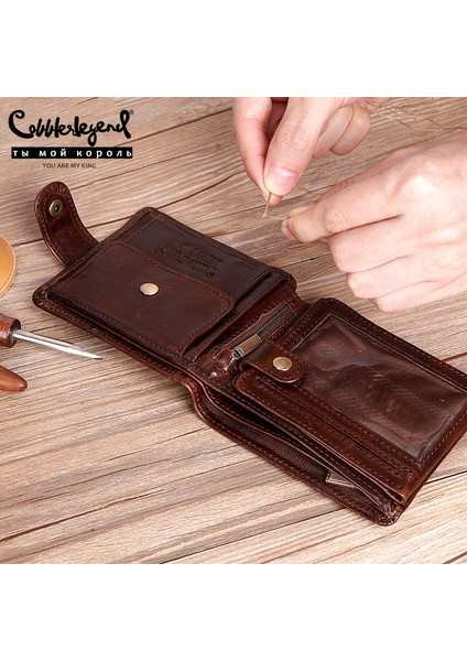 1209020-1 Cobbler Legend Siyah Deri Erkek Cüzdan Kısa %100 Yüksek Kaliteli Moda Büyük Kapasiteli Bozuk Para Cüzdanı 2021 Orijinal Marka Çanta (Yurt Dışından)