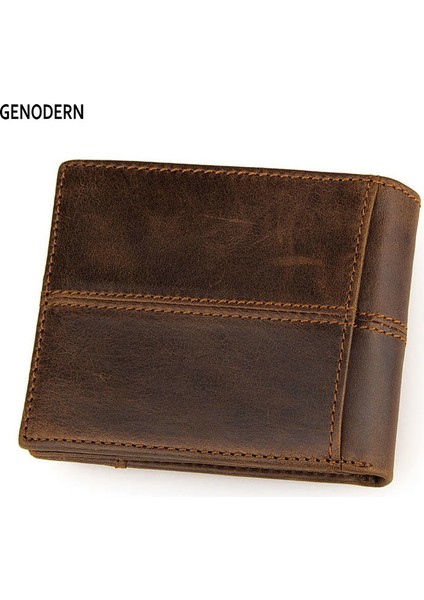 Genodern Patchwork Tarzı Inek Deri Erkek Çanta Küçük Cüzdan Erkekler Için Hakiki Deri Cüzdan Kahverengi Erkek Çantalar Erkek Cüzdan (Yurt Dışından)