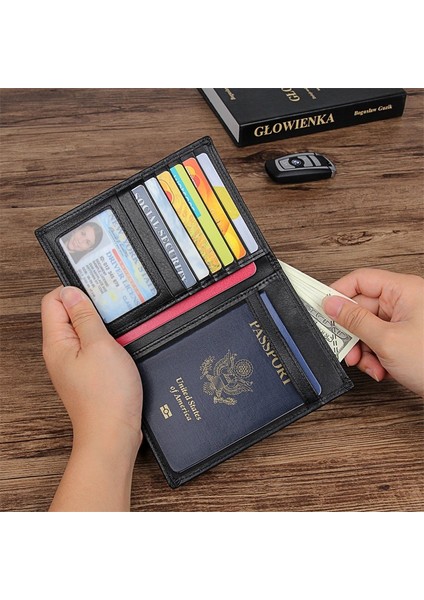 Koyu Kahverengi 1 Hakiki Deri Erkek Seyahat Pasaport Cüzdanı Kart Tasarımı Için Kısa Pasaportlu Cüzdanlar Pasaport Tutucu Erkek Çanta Sikke Belge Kutusu Rfıd (Yurt Dışından) fiyatları