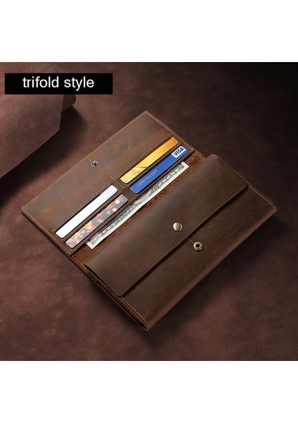Trifold Kahve Erkek Cüzdan Marka Lüks Hakiki Deri Ince Cüzdan Kart Sahibinin Eski Erkek Küçük Çanta Biflod Tasarımcı El Çantası Yüksek Kalite (Yurt Dışından)