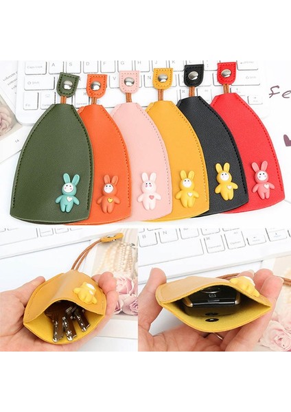 Sarı Kedi Bir Moda Anahtar Çantası Sevimli Karikatür Tavşan Kedi Çekme Tipi Anahtar Çantası Anahtar Cüzdanlar Için Pu Deri Çantalar Araba Anahtarlık Durumda Anahtarlık Kılıfı (Yurt Dışından)