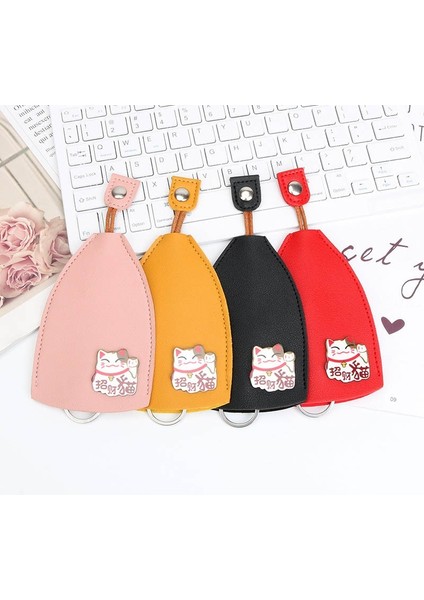 Sarı Kedi Bir Moda Anahtar Çantası Sevimli Karikatür Tavşan Kedi Çekme Tipi Anahtar Çantası Anahtar Cüzdanlar Için Pu Deri Çantalar Araba Anahtarlık Durumda Anahtarlık Kılıfı (Yurt Dışından)