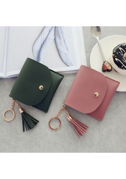A-Rose Cüzdan Kadın Bozuk Para Cüzdanı Bayanlar Pu Deri Basit Püskül ve Metal Halka Debriyaj Anahtarlık Ince Anahtar Çantası Kart Sahipleri Mini Kese (Yurt Dışından) fiyatları