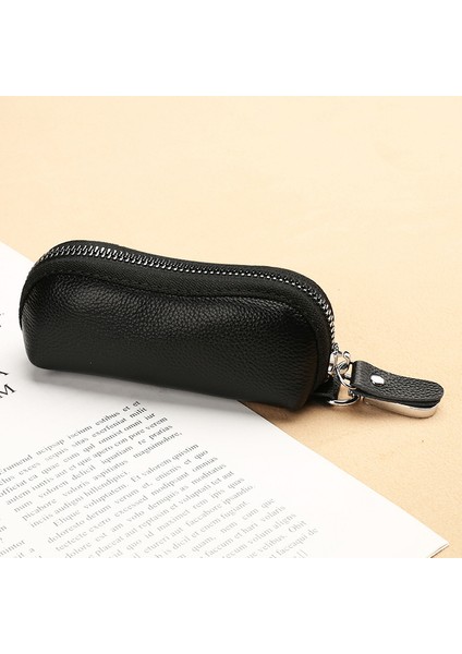 Siyah Edc Anahtarlık Kadınlar Için Hakiki Deri Anahtar Kutusu Araba Anahtarları Tutucu Kılıf Mini Cep Kart Cüzdan Bozuk Para Kesesi Kadın Çantalar (Yurt Dışından)