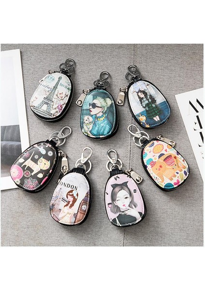 06 Araba Anahtarı Durum Nefis Oval Saklama Çantası Mini Anahtar Çantası Erkekler ve Kadınlar Küçük Taşınabilir Çanta Moda Anahtar Kutu Unisex (Yurt Dışından)