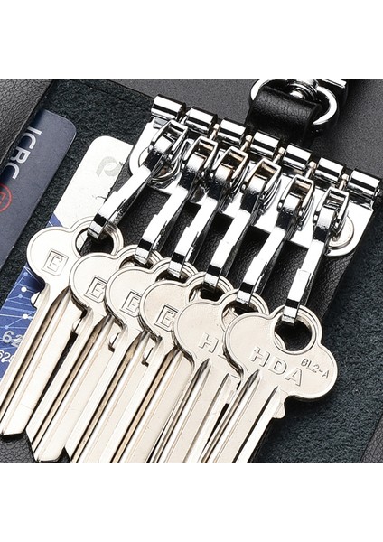 Kahve Hakiki Deri Anahtar Kutusu Erkekler Bel Asılı Metal Anahtarlık Edc Anahtar Tutucu Kahya Anahtar Organizatör Vaka Kadın Küçük Kart Cüzdan (Yurt Dışından)