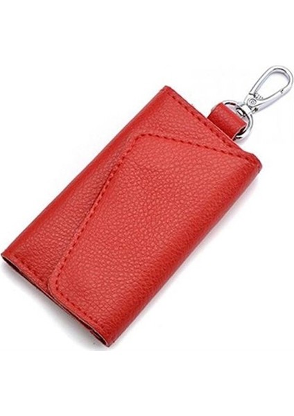 Kırmızı Pu Deri Anahtarlık Erkekler Kadınlar Anahtarlık Organizatör Kılıfı Inek Bölünmüş Araba Anahtarı Cüzdan Kahya Anahtar Kutu Mini Kart Çantası (Yurt Dışından)