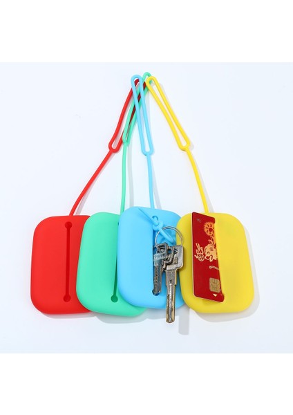 Gök Mavisi Yaratıcı Düz Renk Silikon Anahtar Kutu Mini Kart Çantası Anahtar Çanta Çok Fonksiyonlu Ipli Anahtarlık Anahtar Organizatör Kılıfı Anahtar Cüzdan (Yurt Dışından)