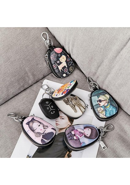 03 Araba Anahtarı Durum Nefis Oval Saklama Çantası Mini Anahtar Çantası Erkekler ve Kadınlar Küçük Taşınabilir Çanta Moda Anahtar Kutu Unisex (Yurt Dışından)