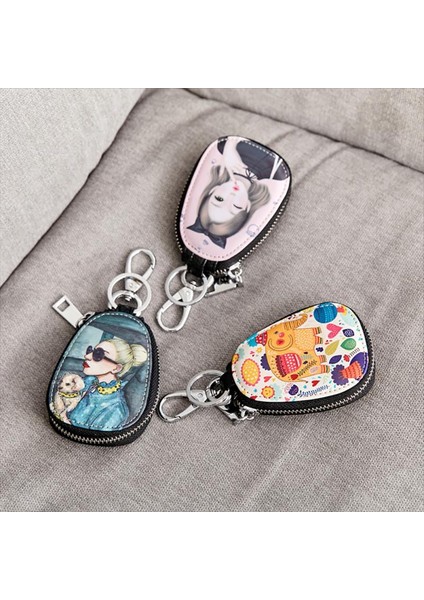 03 Araba Anahtarı Durum Nefis Oval Saklama Çantası Mini Anahtar Çantası Erkekler ve Kadınlar Küçük Taşınabilir Çanta Moda Anahtar Kutu Unisex (Yurt Dışından)