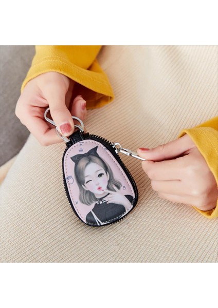 03 Araba Anahtarı Durum Nefis Oval Saklama Çantası Mini Anahtar Çantası Erkekler ve Kadınlar Küçük Taşınabilir Çanta Moda Anahtar Kutu Unisex (Yurt Dışından)