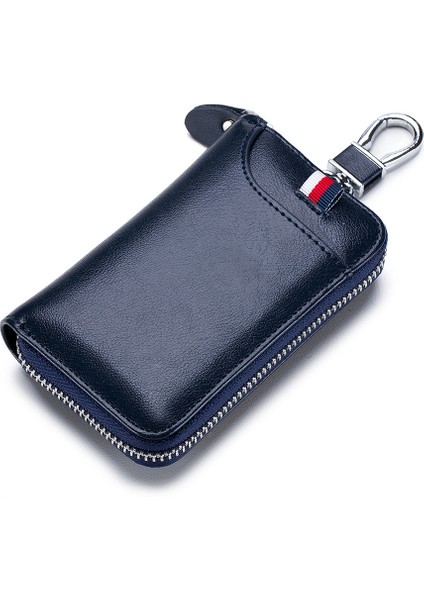 Bordo Lüks Yumuşak Deri Anahtarlık Araba Anahtarı Çantası Iş Unisex Cüzdan Kart Sahibinin Fermuar Kılıfı Çanta Anahtar Paket Kapağı Taşınabilir Anahtar Çantası (Yurt Dışından)