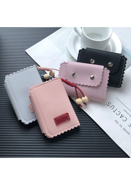04-Pembe Çok Fonksiyonlu Anahtar Cüzdan Kadın Kartları Araba Anahtarı Sahipleri Para Çantası Pu Deri Harf Tasarım Şık Anahtarlık Mini Pratik Genç Ins (Yurt Dışından)