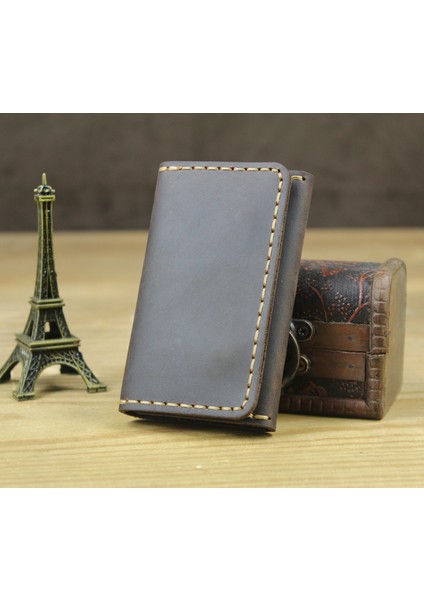 Siyah 100% El Yapımı Vintage Hakiki Deri Anahtarlık Erkek Deri Anahtar Cüzdan Erkek Anahtar Kutusu Kadın Anahtar Organizatör Moda Kese Çanta (Yurt Dışından)
