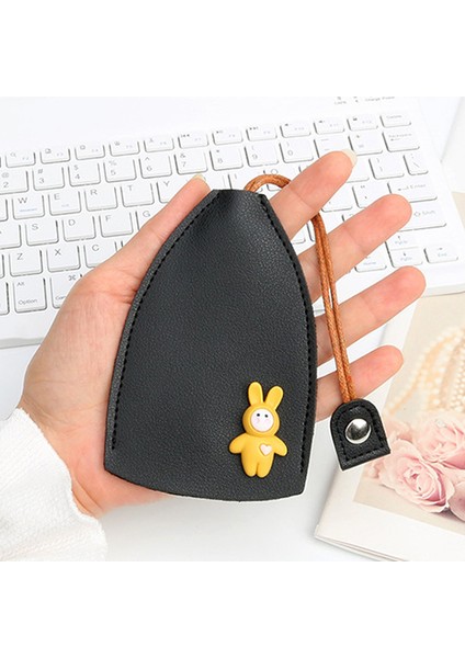 Tavşan-Sarı Moda Yaratıcı Pull-Out Tarzı Araba Anahtarı Çantası Kadınlar Için Sevimli Kişilik Deri Anahtarlar Saklama Çantası Ipli Anahtarlık Tutucu (Yurt Dışından)