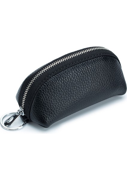 Siyah Kadın Cüzdanı Hakiki Deri Mini Para Çantası Lüks Tasarım Kart Tutucu Zip Küçük Bozuk Para Cüzdanı Yumuşak Inek Derisi Anahtarlık ile Anahtar Kutusu (Yurt Dışından)