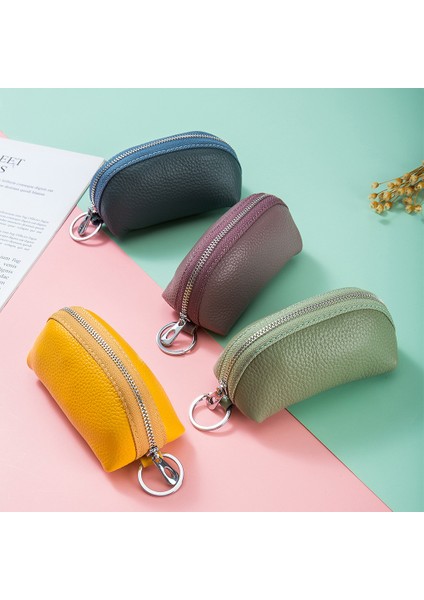 Açık Yeşil Kadın Cüzdan Hakiki Deri Mini Para Çantası Lüks Tasarım Kart Tutucu Zip Küçük Bozuk Para Cüzdanı Yumuşak Dana Anahtarlıklı Anahtar Kutusu (Yurt Dışından)