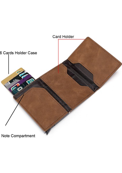 075-BROWN Name 2023 Yeni Anti Rfid Kımlık Kartı Tutucu Kılıf Erkek Deri Cüzdan Madeni Para Cüzdanı Kadın Mini Fermuarlı Kredi Kartı Tutucu Not Bölmesi (Yurt Dışından)
