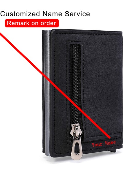 075-BROWN Name 2023 Yeni Anti Rfid Kımlık Kartı Tutucu Kılıf Erkek Deri Cüzdan Madeni Para Cüzdanı Kadın Mini Fermuarlı Kredi Kartı Tutucu Not Bölmesi (Yurt Dışından)