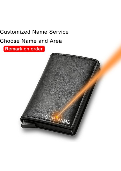 Siyah (Isim Hizmeti) Karbon Fiber Rfid Kart Sahibinin Erkek Cüzdanları Para Çantası Fermuarlı Bozuk Para Cüzdanı Küçük Deri Mini Ince Cüzdanlar Vallet Carteira Masculina (Yurt Dışından)