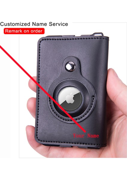 Isim-Ku-3-Kahve Özelleştirilmiş Isim Airtag Erkek Cüzdan Gerçek Hakiki Deri Cüzdan Kart Tutucu Rfid Hırsızlığa Karşı Tokatlamak Kredi Kartı Tutucu Akıllı Cüzdan (Yurt Dışından)