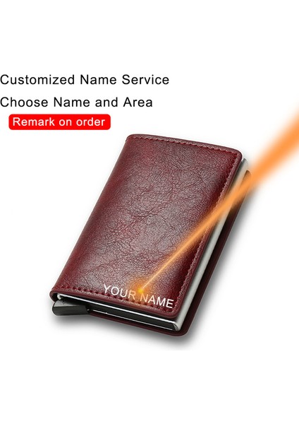Kırmızı (Isim Hizmeti) Özelleştirmek Rfid Karbon Elyaf Erkek Cüzdanları Para Çantaları Kart Tutucu Siyah Üç Katlı Deri Ince Mini Sihirli Cüzdan Kişiselleştirilmiş Vallet (Yurt Dışından)